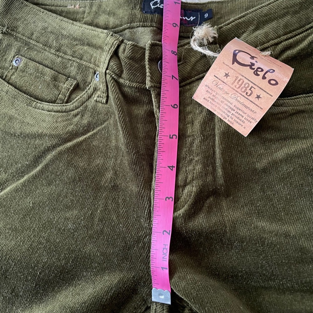 Cielo Jeans Olive Green Corduroy Flare Pants Low Rise Y2K Size 9 SP7057 NWT - Picture 9 of 14